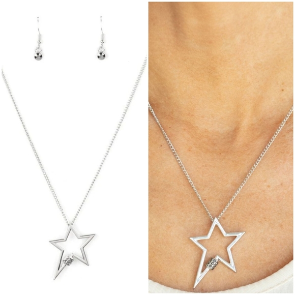 LIGHT UP THE SKY SILVER NECKLACE/EARRING SET